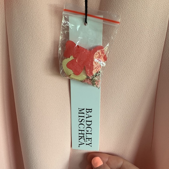 BEAUTIFUL peach with flower detailing BADGLEY MISCHKA gown - Picture 5 of 6